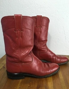 Justin, red leather, roper, western boots, ladies 6 B, ( #7231) - Picture 1 of 10