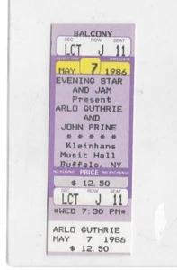 Boleto completo ARLO GUTHRIE & JOHN PRINE 5/7/1986 Kleinhans Music Hall Buffalo NY - Imagen 1 de 2