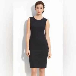 Vestido Hugo Boss Dallasa Negro Lana Virgen Sin Mangas Recto Elástico 10 - Imagen 1 de 20