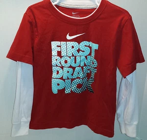 Camisa de béisbol Nike manga larga en capas "PRIMERA RONDA DRAFT PICK" talla niño 4T - Imagen 1 de 5