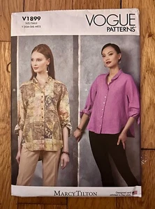 VOGUE SCHNITTMUSTER 1899 MISSES XS-M MARCY TILTON LOOSE-FIT KNOPFLEISTE SHIRT - Bild 1 von 1