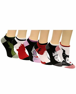 Women's Socks Disney Villains 6-Pk No-Show Socks Maleficent, Evil Queen, Ursula - Image 1 of 3