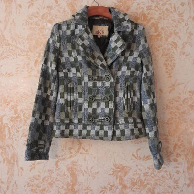 Abrigo BKE Verde y Púrpura Doble Pecho Talla S Tela Mezclada Foto 1 de 4