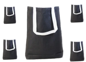 Cantidad 10 Bolsa de Compras de Comestibles Reutilizable Fuerte Negra Algodón Reforzado Grande Mediana - Imagen 1 de 2