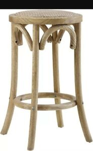 Retail $167 - Linon Billy 30" Rattan Wood Backless Counter Stool in Brown