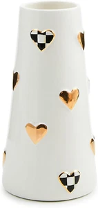 Ceramic Vase, Unique Decorative Vase, Short, Black-And-White Courtly Check - Picture 1 of 6