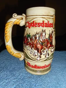 Anheuser Busch Werbeartikel Gruppe BUDWEISER Clydesdales Keramik Bierkrug - Bild 1 von 10
