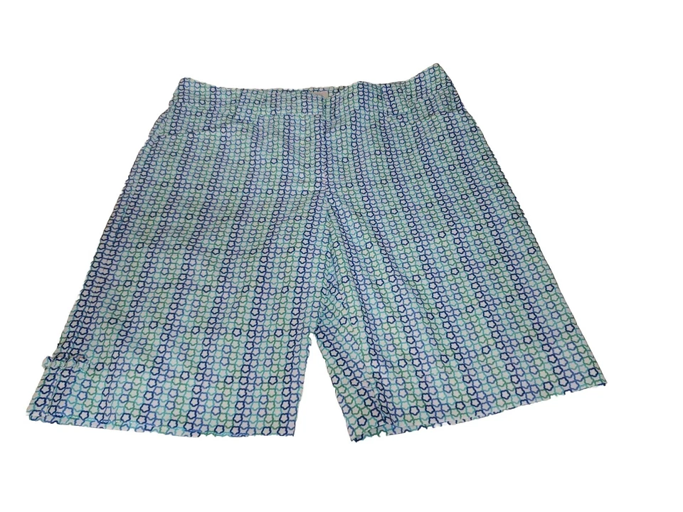 Coral Bay Women's Golf Shorts Size 8 Geometric Print Blue Green  - Image 1 of 4