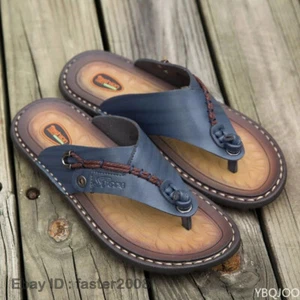 Summer Men's Flip-flops Outdoor Comfortable Slippers Casual Beach Flats Slides - Picture 1 of 27