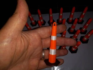 Set of 10 RC Scale Orange & Reflective White Road Barrier Cones 1/14 Scale RC - Picture 1 of 2