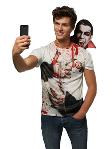 Halloween Vampire Selfie Shocker T-Shirt - Picture 1 of 1