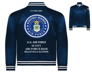 SCOTT AIR FORCE BASE*BELLEVILLE-IL *USAF*EMBROIDERED SATIN JACKET(BACK ONLY) - Picture 1 of 12