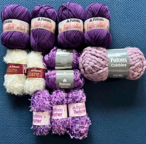 LOT OF 13 SKEINS PATONS CLASSIC WOOL / TWISTER / METALLIC / ALLURE / COBBLES - Picture 1 of 6