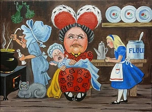 ACEO RYTA Alicia en el País de las Maravillas Arte impresión de pintura ilustración gato de Cheshire 🌺 - Imagen 1 de 1