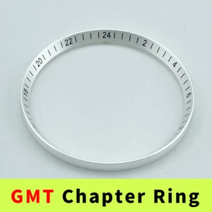 Silver Black GMT Chapter Ring with 24-Hour Index for NH34A, Fits SKX007 - Picture 1 of 7