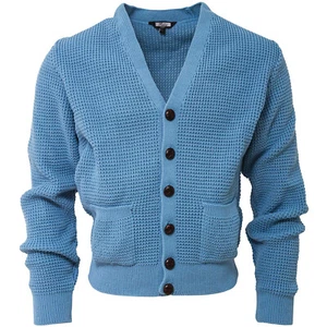 Cárdigan azul claro con botones de fútbol americano con gofres azules mod frontal retro Relco azul claro - Imagen 1 de 1