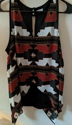 Guess Mujer Blusa Asimétrica Sin Mangas Top Estampado Geométrico Mediana Elegante Foto 1 de 3