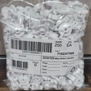 Inventory Control Squeeze White Clips Peg Hook Fits 0.162" to 0.207" 250 Count - Picture 1 of 2