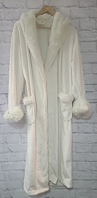 Халат отделка искусственным мехом Pottery Barn женский размер средний кремовые карманы без ремня - Изображение 1 из 4