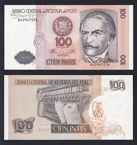 Geldschein Peru 100 Intis 1987 P 133 Fds / UNC - Imagen 1 de 1