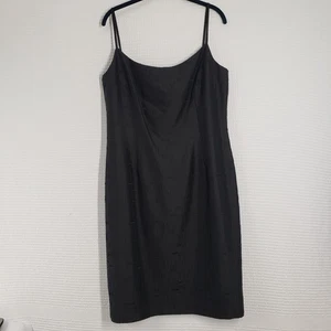Vintage Talbots Silk Slip Dress Womens 14 Black Embroidered Cocktail Wedding 90s - Picture 1 of 19