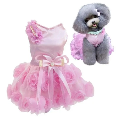 Perro Gato Princesa Falda Vestido de Seda Dulce Ropa Transpirable Verano Tul Fiesta Foto 1 de 3