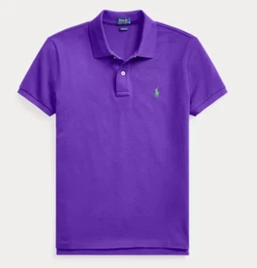 Ralph Lauren Polo Shirt Woman’s The Iconic Classic Fit Mesh Polo Shirt Purple - Picture 1 of 9