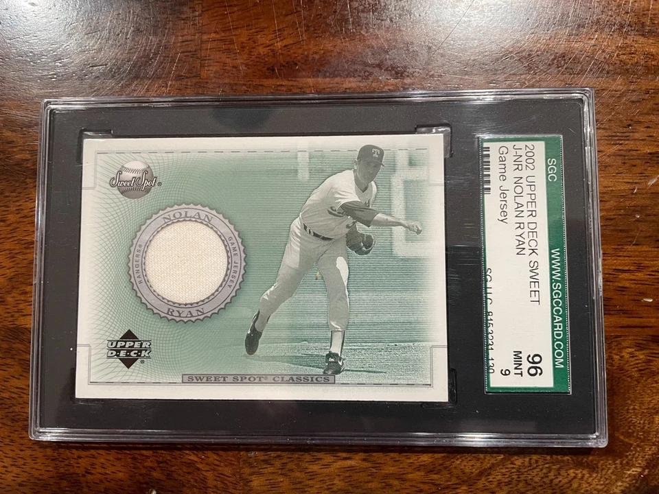 2002 Upper Deck Sweet Spot Nolan Ryan Game Used Jersey SGC 96 Mint 9 Rangers - Image 1 of 2