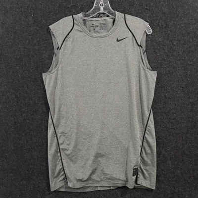 Camisa Nike Pro Para Hombre Gris Mediana Dri-Fit Sin Mangas Ajustada Entrenamiento 703102-091 Foto 1 de 4