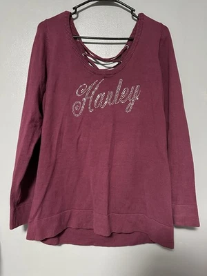 Blusa Harley-Davidson feminina XL manga longa com gola cruzada design Bling 1X - Imagem 1 de 4