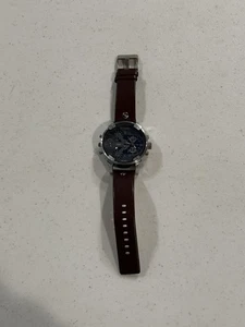 Diesel Mr. Daddy 57 mm cassa acciaio inox fibbia cinturino pelle marrone DZ7314 - Foto 1 di 3