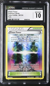 CGC 10 GEM MINT Chaos Tower 2016 Fates Collide 94/124 Holo Pokemon Card - Picture 1 of 2