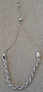 Ross Simons Sterling Silver Twisted Rope Bolo Bracelet Adjustable to about 9" - Picture 1 of 3