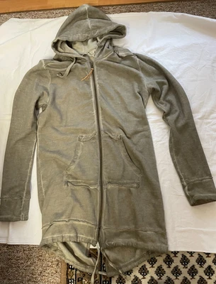 lange Sweatjacke ISLA IBIZA oliv vintage Kapuze Taschen Zipper Baumwolle M neuw. - Bild 1 von 4