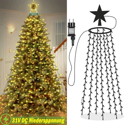 400LED Lichterkette Weihnachtsbaum Beleuchtung Timer Innen Außen Wasserfall Deko - Bild 1 von 4