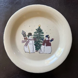 Home & Garden Party 1999 Schneemann Vögel Tortenplatte Teller Serviergeschirr schweres Steinzeug - Bild 1 von 6