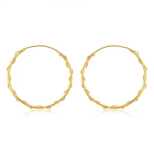 9ct Yellow Gold Twisted Pattern 20mm Sleeper Earrings - Picture 1 of 1