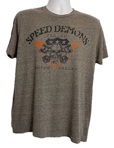 Lucky Brand Speed Demon Motorcycle Logo Gray T Shirt Size Large - Bild 1 von 7