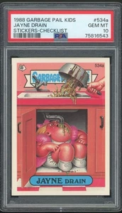 Garbage Pail Kids 13th Series #534a Jayne Drain Checklist PSA 10 GEM MINT Os13 - Picture 1 of 2