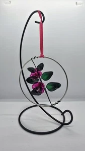 Fuchsia Handarbeit Glas Harz Blume hängend Ornament Reifen 10 cm Geschenk - Bild 1 von 1