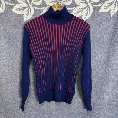 Camisa De Colección Años 80 Para Mujer Slalom Rayas Acanalada Manga Larga Lana Acrílico Med Foto 1 de 4