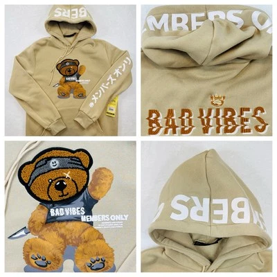 Members Only Bad Vibes Bear con cuchillo sudadera con capucha para hombre talla M bolsillo ¡Gráficos de 2 caras! Foto 1 de 4