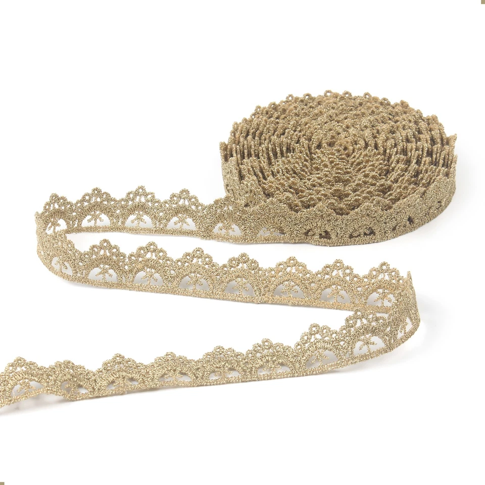 5 Yards Gold Ribbon Gold lace Ribbon Embroidery Metallic Venice Lace Edging Trim - Image 1 of 4