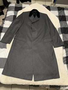 Jos. Joseph A Bank Long Wool Mens Dress Trench Coat Gray Overcoat 44L Jacket - Picture 1 of 12