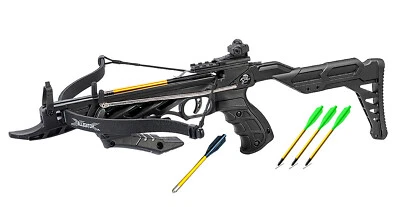 ISAAZON 80lbs Pistol Hunting Crossbow Broad Head Arrows Cross Bow 225+FPS Self Cocking