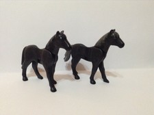 Playmobil Figures Lot Of 2 Black Horses