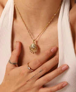 Stainless Steel with 18k Gold Plated lucky Rope Chain Necklace Pendant Jewelry - Picture 1 of 9