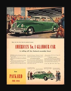 1946 Packard Clipper Green Auto Glamour Car Vintage Magazine Print Ad - Picture 1 of 1
