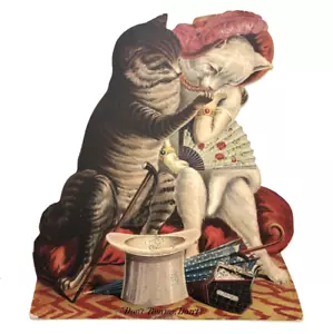 Large 1883 Trade Card "Great Atlantic Pacific Tea Co." w/ Two Cats Hugging * - Picture 1 of 4