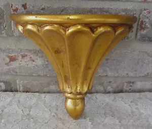 Vintage Wall Pocket Planter Sconce Gold Tone 6 1/2" T Ceramic Freeman & McFarlin - Picture 1 of 10